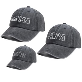 3 PCS Dad Mom and Mini Hats for Men Women Girls, Birthday Gifts for Mama, Daddy Mommy and Me Outfits, Parent-Child Matching Papa Mama Daughter Baseball Cap (MOM DAD MINI Embroidered Black)