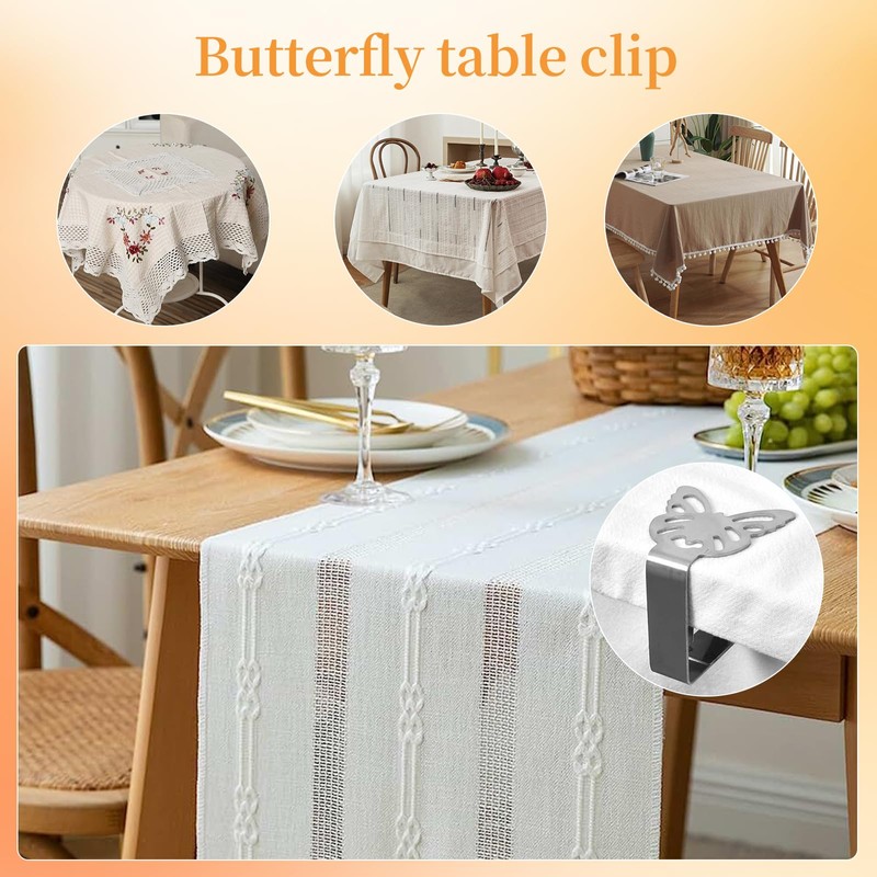 Pack of 10 Stainless Steel Butterfly Tablecloth Clips Silver Tablecloth