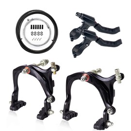 Mimoke Bike Brake Set Front and Rear Bike C Brake Caliper Include Inner and Outer Cables and Bike Brake Levers Kit Aluminum Alloy Brake Lever Covers for MTB Road Bike