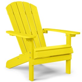 YEFU Plastic Adirondack Chairs Weather Resistant, Patio Chairs 5 Steps Easy Installation, Like Real Wood, Lawn, Outside, Garden Chairs (Yellow)