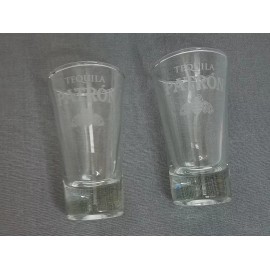 Patron Tequila 2oz Shot Glasses, 3.5" tall with weighted bottom (set of 2)