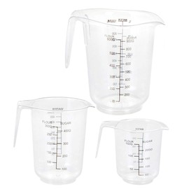Messbecher Set aus Kunststoff - 3-teilig - Messkanne in 250 ml, 500 ml und 1000 ml - in einander stapelbar und spülmaschinenfest