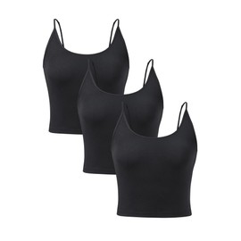 DAVID ARCHY Women's Crop Tank Tops 3-Pack Soft Breathable Bamboo Rayon Camisole for Women Layering, Lounge, Sleepwear Black