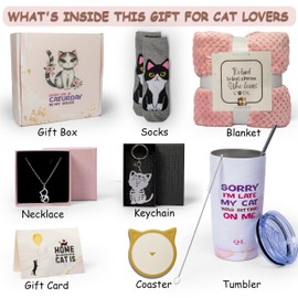 Luxury Cat Lover Gifts for Women, Cool Gifts for Cat Lovers for Women, Crazy Cat Lady Gifts, Cat Mom Gifts for Women, Cat Gifts for Girls, Cat Themed Gifts, Funny Cat Gifts, Mothers Day Cat Basket Set