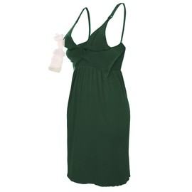 iloveSIA Maternity Nursing Dress with Built-in Pumping Bra – Soft & Comfortable Nursing Nightgown for Breastfeeding, Postpartum & Hospital Bag Essential Green Size L