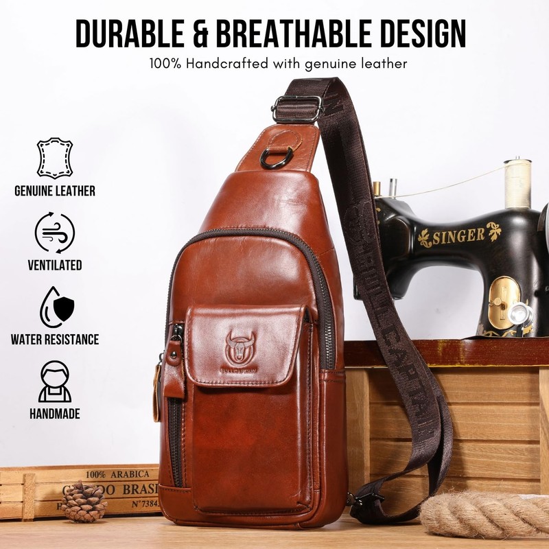 WeeDee Sling Bag Leather Shoulder Bag Chest Bag Shoulder Bag