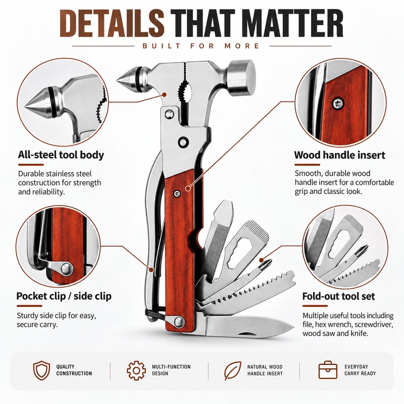15-in-1 Car Emergency Multi-Tool for Roadside Use – All-Steel Safety