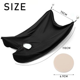 1 Piece Black Razor Bib Shaving Cloak Salon Grooming Coat Men Shaving Apron for Trimming Hair Face with 2 Suction Cups and 1 Dust Sponge
