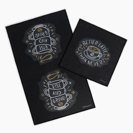 Brevora Microfiber Waffle Kitchen & Coffee Towel Set – 60x24cm & 30x30cm – Ultra-Absorbent, Quick-Dry, Lint-Free – Perfect for Baristas & Coffee Enthusiasts – Premium Quality for Home & Cafe Use