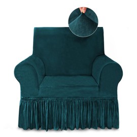 NICEEC Armchair Cover Super Soft 1-Piece Dark Teal Armchair Slipcover Stretch Universal Spandex Couch Covers for Living Room Easy Fit Washable Furniture Sofa Protector with Skirt