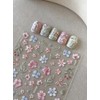 Flower Nails Stickers Spring Nails Sticker 3D Embossed Self Adhesive