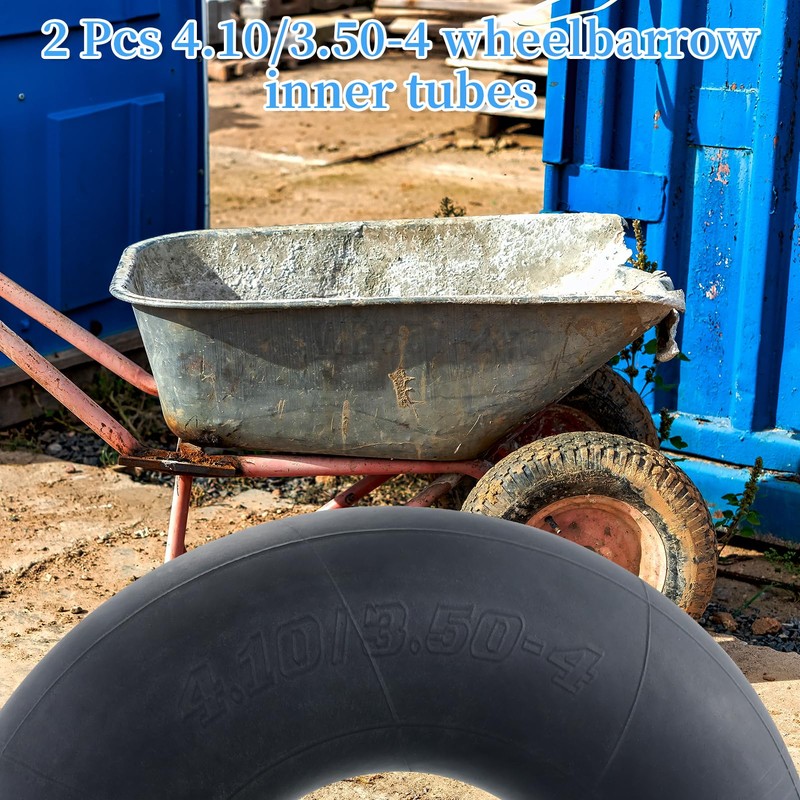 Pack of 2 4.10/3.50-4 Inner Tubes for Wheelbarrows, Wheelbarrow Inner