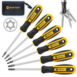 Amartisan 6-Piece Magnetic Torx Screwdrivers Set, Security Tamper Proof , Magnetic Torx Driver Star Screwdrivers Set T10 - T30 Best Choice