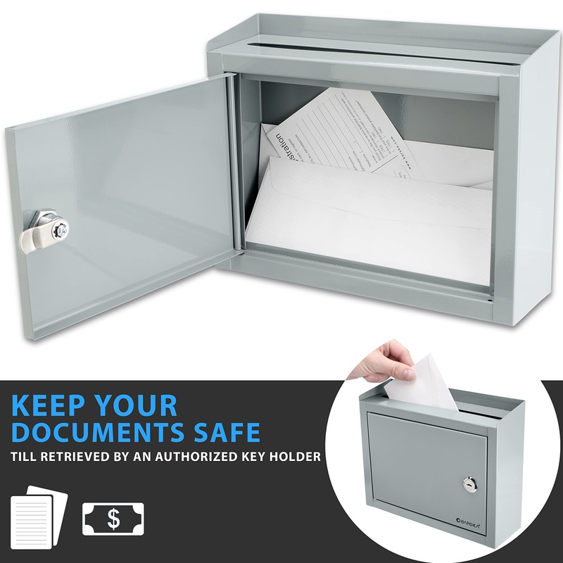 Barska Wall Mount Multi-Purpose Locking Mail Suggestion Drop Box with