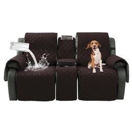 Taque Recliner Cover with Console 100% Waterproof Sofa Slipcovers Non-Slip Reclining Couch Covers Split Sofa Cover Furniture Protector for Pets, Dogs(Chocolate)
