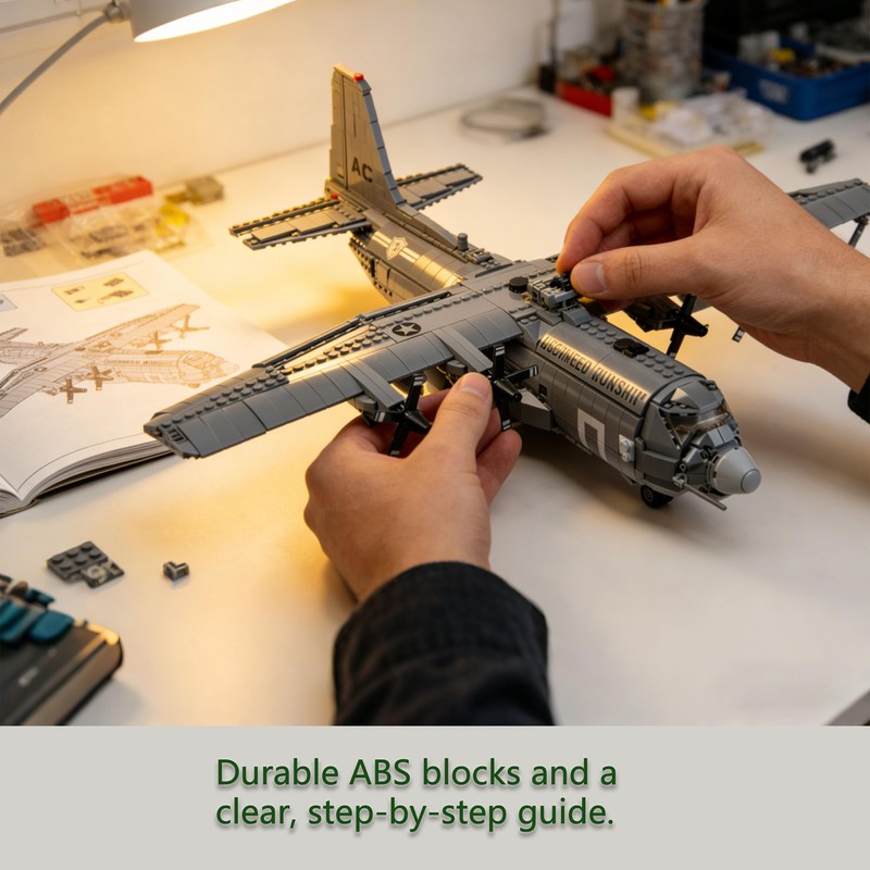 Gonli AC-130 Gunship Airplane Building Blocks 1713PCS WW2 Plane Model