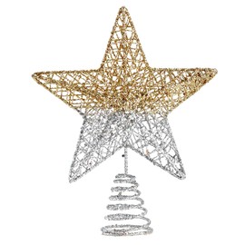 BinaryABC Christmas Tree Topper Star,Glittering Christmas Tree Decoration Ornaments,20cm (Gold Silver Gradient)