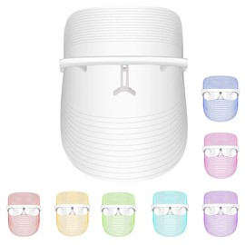 L E D Face Mask Light Therapy, 7 Colors Therapy Mask, Red & Blue for Face, Skin Care, Portable Rechargeable