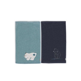 Sterntaler Baby Unisex Hand Towel Children GOTS Double Pack Children's Towels Polar Bear 30 x 50 cm – Motif Bath Towel – Dark Turquoise