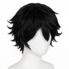 TIKJOYS Short Black Layered Wig for Men Fluffy Wig Black