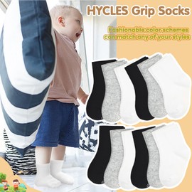Toddler Socks Grip Non Slip 12 Pairs Baby Boy/Girl High Ankle Sticky Floor Socks For 3-5T Boy Kids