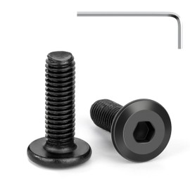 Tunejoy Flat Head Screws Black M5 x 16 mm Flat Head Screws Stainless Steel A2 V2A Furniture Screws Hexagon Socket Full Thread with Allen Key Pack of 20