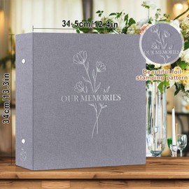 Lanpn Photo Album 4x6 1000 Pockets, Extra Large Big Capacity Linen OUR MEMORIES Hardcover Large Photo Book Photobook that Holds 1000 Vertical and horizontal Pictures Grey