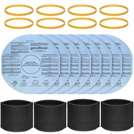 20-Piece 90107 Paper Disc Filter and 90585 Foam Sleeve Filter Kit Compatible with Shop-Vac VacMaster Genie 5-Gallon+ Wet/Dry Vacuums includes 8 Paper Disc Filters 8 Retaining Bands and 4 Foam Sleeves