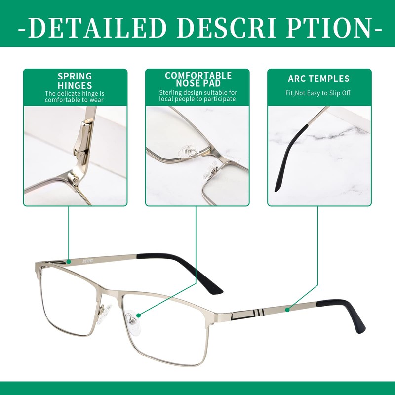 DEVYES Progressive Multifocus Reading Glasses for Men Women Metal Half