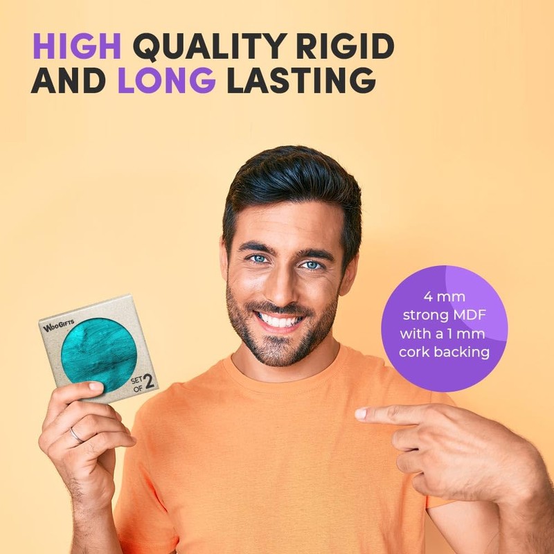 2 x Heart Coasters - Teal Blue Texture Pattern Cork