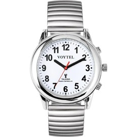 MAUJOY Talking Watch for Men for Blind Seniors with Visual Impairment, Loud and Clear Voice, Speaks German, Silvera