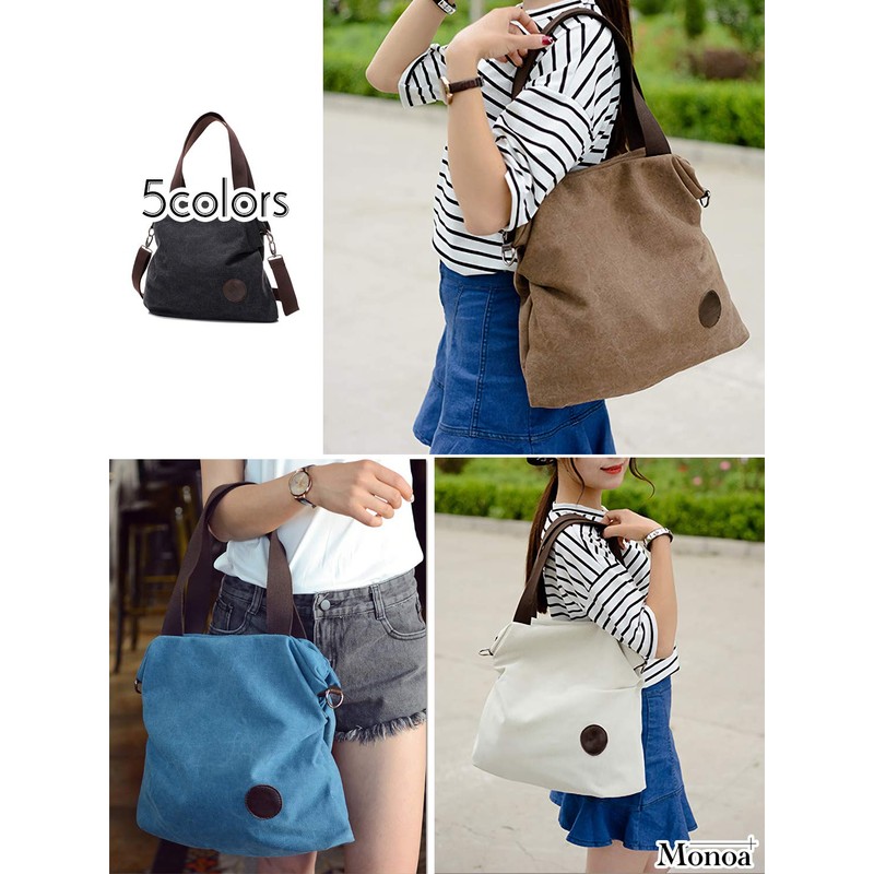Monoa Women's Shoulder Bag, Handbag, 2-Way, Canvas, Tote Bag, Cross-Body