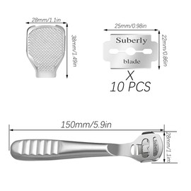 Callus Slicer Set, Foot Care Set, Stainless Steel Callus Remover with 10 Replacement Blades and 1 Callus Rasp Head