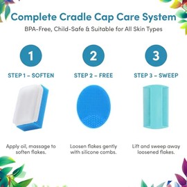 Cradle Cap Brush for Babies - Cradle Cap Treatment | Baby Sponge for Bathing | Baby Brush and Comb Set Newborn | Baby Comb & Scalp Scrubber (Set of 6)
