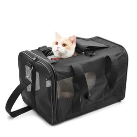 FluffyDream Pet Travel Carrier Soft Sided Portable Bag for Cats, Small Dogs, Kittens or Puppies, Collapsible, Durable, Airline Approved, Travel Friendly, Carry Your Pet with You Safely and Comfortably