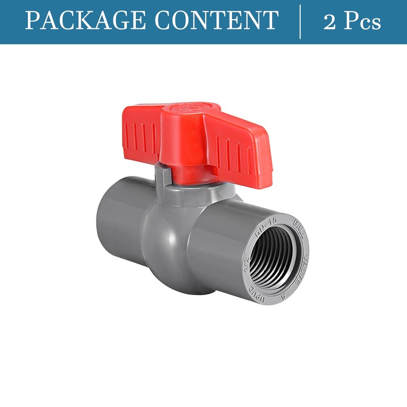 QUARKZMAN 1/2 Inch PVC Ball Valve x 2 Pieces Compact