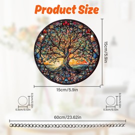 Sun Catchers for Windows Tree of Life Sun Catcher Hanging Acrylic Suncatcher for Garden Window (6'' x 6'' x 0.1'')