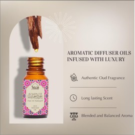 Oud Diffuser Oil, Oud Al Habayeb by Dukhni | 3 x 10ml Arabic Oil for Diffuser & humidifier | 100% Pure Halal, Oudh Essential Oil Blend | Relax with Home Aromatherapy, for Stress Relief and Massage
