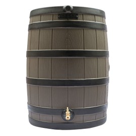 Rain Wizard 50 Gallon Rain Barrel with Darkened Ribs - Oak