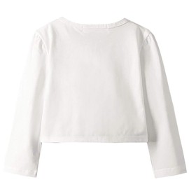 Girls' Long Sleeve Shrug Cardigan Lace Bolero Wedding Dress Cover Up Matching with A Chic Brooch