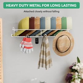 Fairpeak Hat Racks for Baseball Caps, Metal Hat Organizer Wall Fit 20 Caps, 3 Pack Sturdy Wall Mounted Hat Rack for Room Closet Display, White