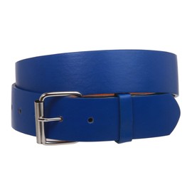 1 1/2" (38mm) Snap On Plain Leather Jean Belt With Roller Buckle, Royal Blue | xl (38-40" waist)