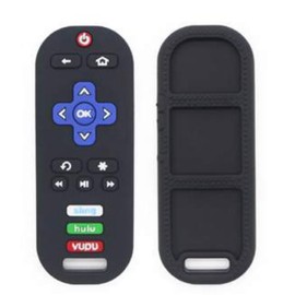 CUA CUA mordedera de silicón en forma de control remoto para bebes. Libre de tóxicos (Negro) Libre de BPA.