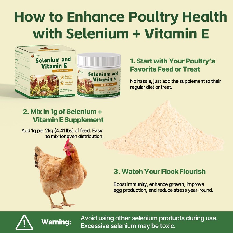 Selenium and Vitamin E Powder for Chickens – Boost Immunity,