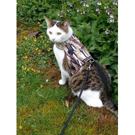 Mynwood Cat Jacket Harness, Camouflage Fabrics for Kittens or Adult Cats (Desert Storm Camouflage, Adult Cat)