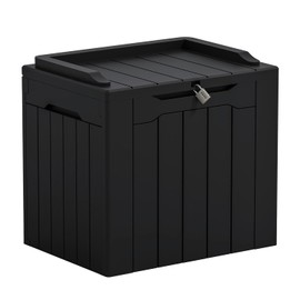 Greesum Outdoor Storage Box 31 Gallon Storage Box with Lid for Patio Furniture, Garden Tools, Pool Supplies, Waterproof and UV Resistant, Lockable, Dark Black