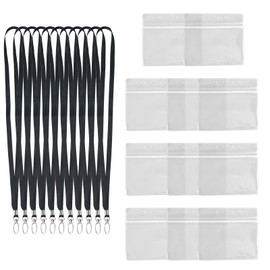 Pack of 11 Clear ID Card Holders with Strap, Transparent Waterproof Card Holder, 11 Pieces Card Holders with 11 Pieces Lanyards for Student Cards, Bus Cards, Credit Cards