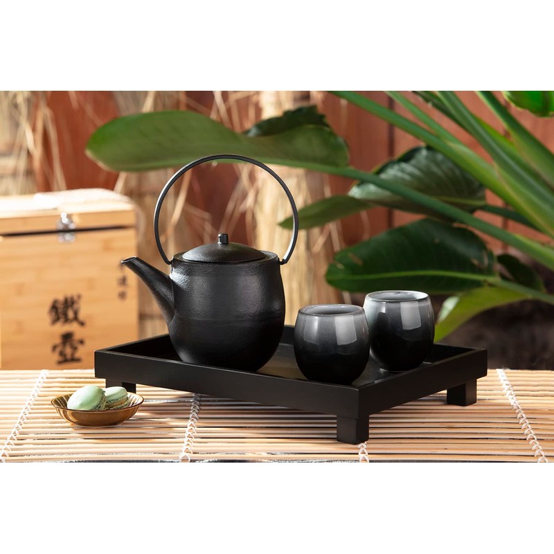 Large Black Rectangular Wooden Tray 35 x 25 cm with