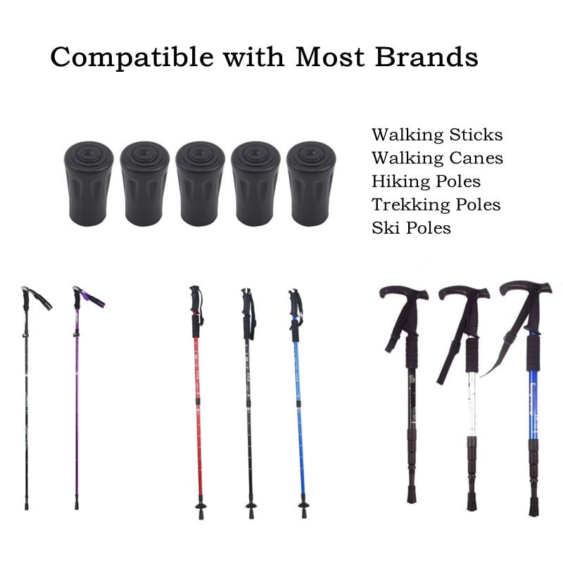 6pcs Walking Stick Tips, Replacement Rubber Tips for Walking Sticks,