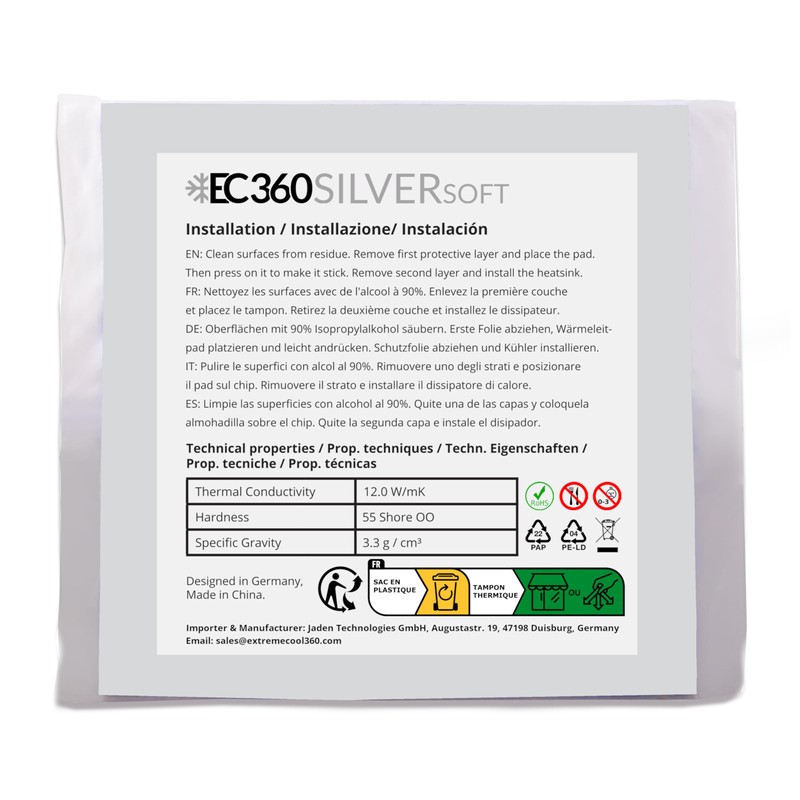 EC360 Silver Soft 12W/mK Thermal Pad 50 x 50 x